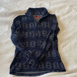 Icebreaker 260g Navy and Light Gray Patterned Half-Zip Pullover